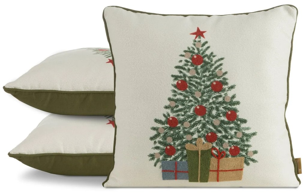 EUROFIRANY VIANOČNÁ DEKORAČNÁ OBLIEČKA NA VANKÚŠ TREE 45X45 CM VZOROVANÁ