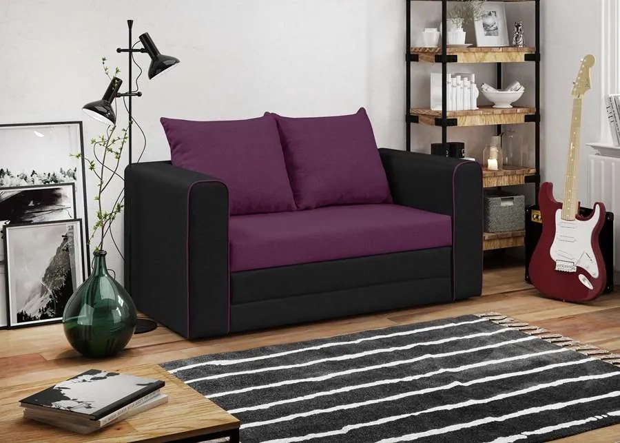 Pohovka pre 2 osoby s funkciou spania BELLA Ružová/čierna