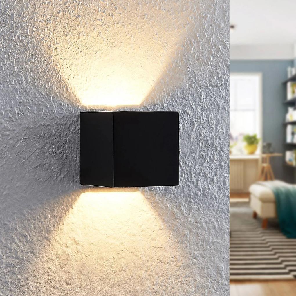 Lindby Quaso LED nástenná lampa, betón, čierna