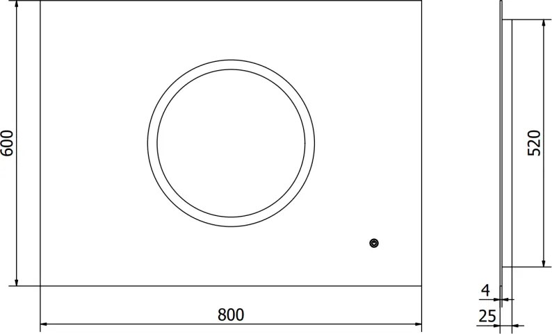 Mexen Koga, LED kúpeľňové zrkadlo s podsvietením 80 x 60 cm, 6000K, ochrana proti zahmlievaniu, 9821-080-060-611-00