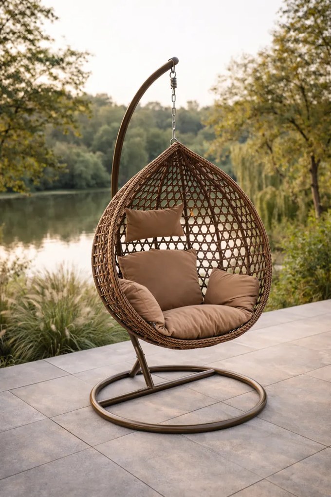 Závěsné houpací křeslo Houseland Imogen hnědé S