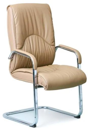 Konferenčná / prísediaca stolička LUX, kožená, béžová