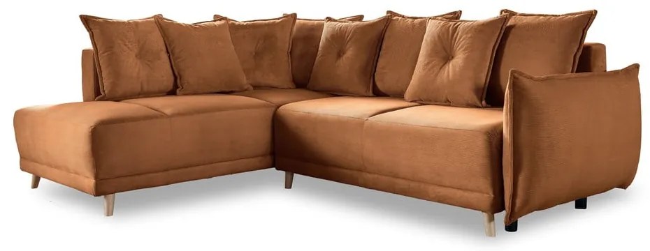 Menčestrová rozkladacia rohová pohovka v tehlovej farbe (ľavý roh) Lazy Lukka – Miuform
