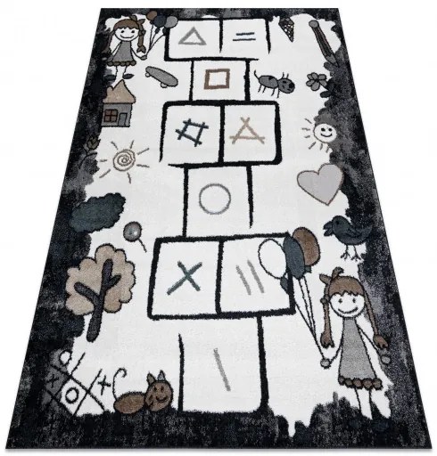 Dywany Łuszczów, Detský kusový koberec Fun Hop black, 160x220, čiernobiela, detská izba