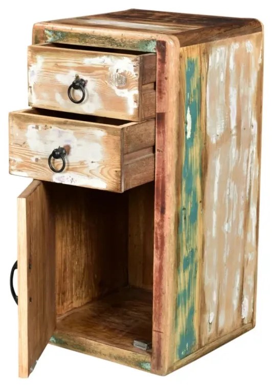 furniture-nabytek.cz - Masivní koupelnová spodní skříňka Calcutta z recyklovaného dřeva, lakovaná, vícebarevná – 35×35×70 cm