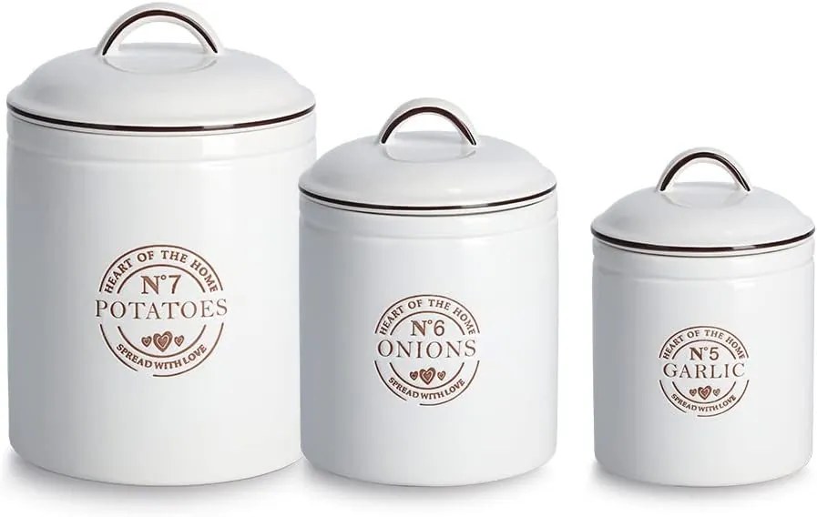 Keramická dóza na cesnak s vrchnákom, biela CERAMIC, 880 ml