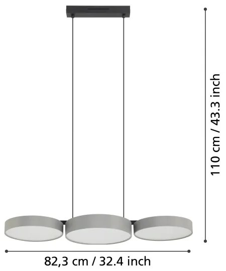 Eglo 900856 - LED RGBW Stmievateľný luster na lanku BARBANO-Z 3xLED/7,5W/230V šedá