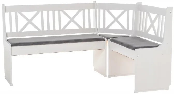 Jedálenský rohový komplet X1, biela (sivá Loca 31)