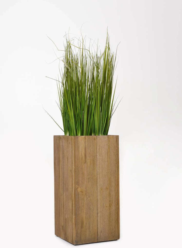 Kvetináč BLOCK, drevo akácie, výška 90 cm, hnedý