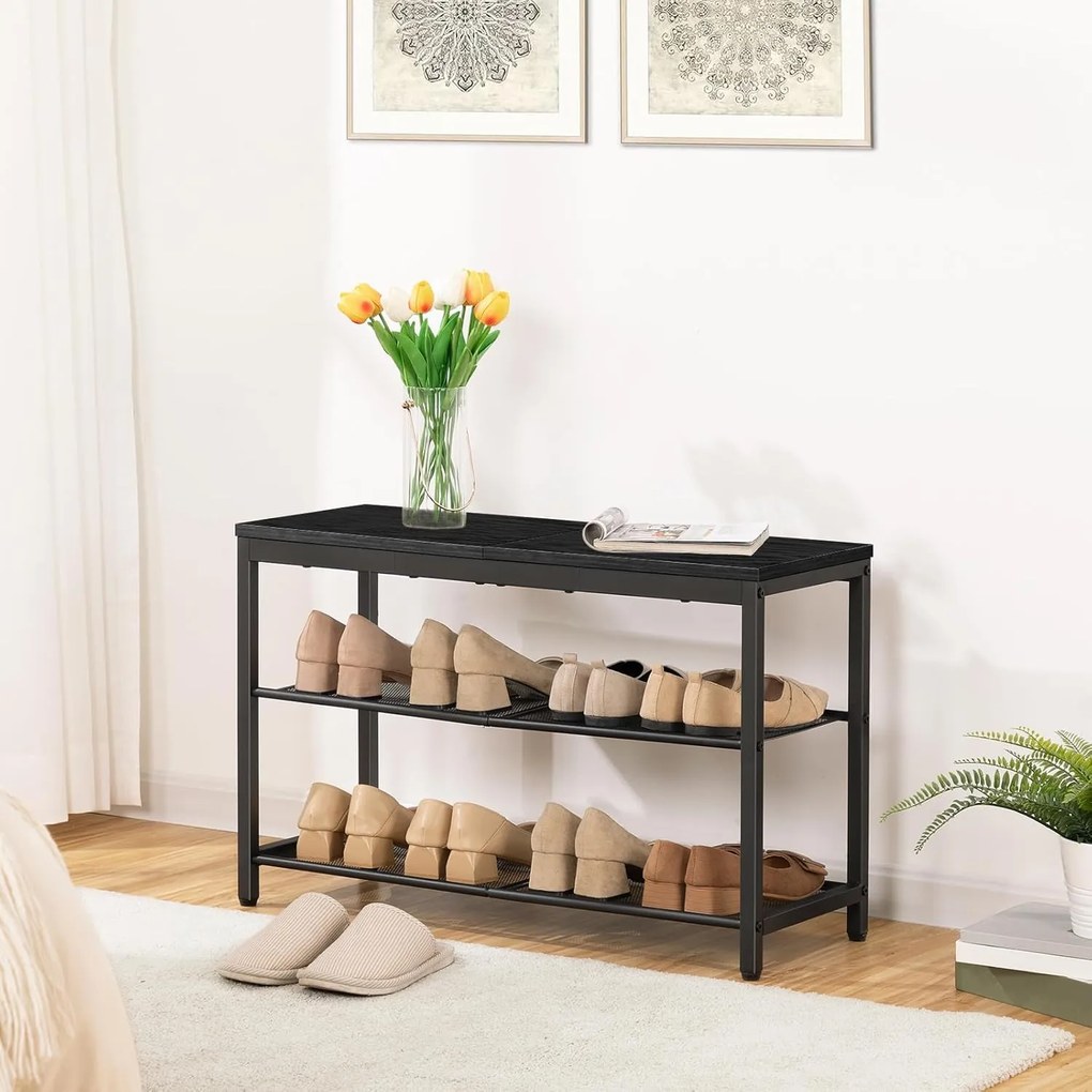 Botník s lavicou Vasagle Arvel 75 cm čierny