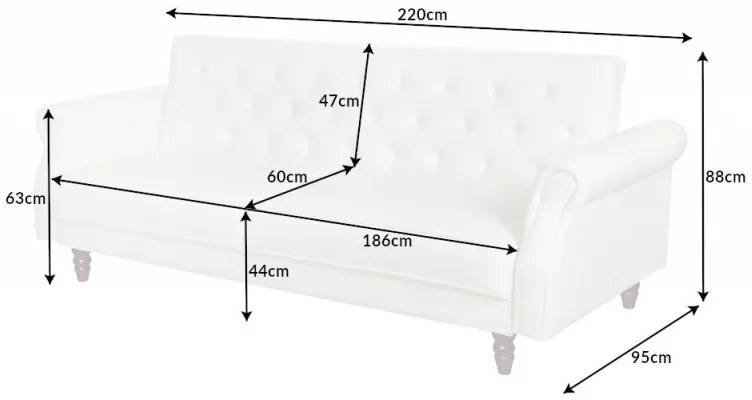 Dizajnová sedačka Scarlet Belle II - 220 cm rozkladacia - prírodná