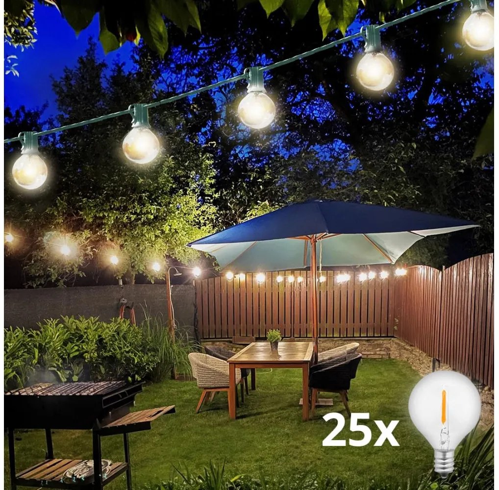 Brilagi -LED Vonkajší dekoratívny reťaz GIRLANDA 25xE12 20m zelená IP44 teplá biela