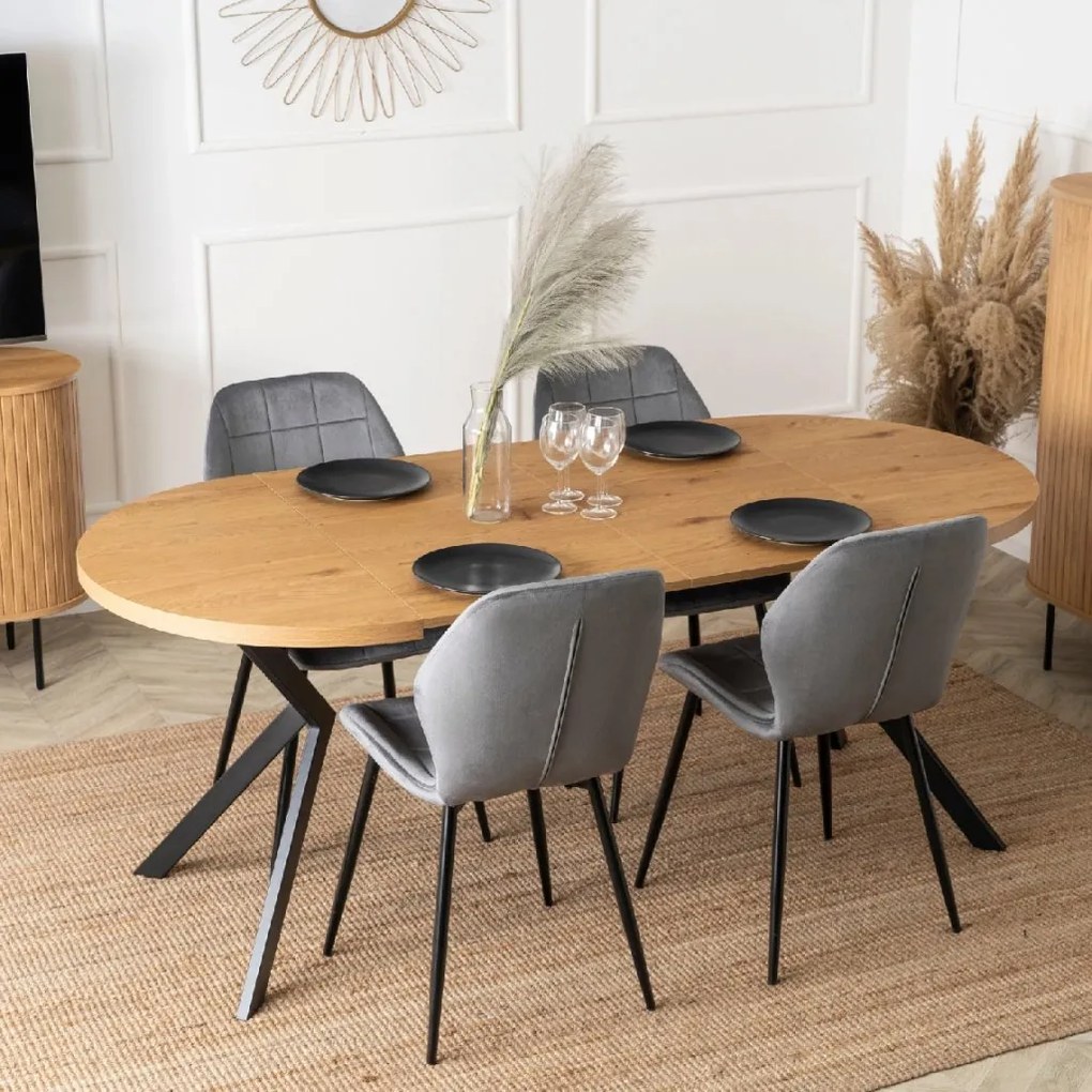 PROXIMA.store - Okrúhly rozkladací stôl LUGO FARBA: čierna, FARBA NÔH: orech