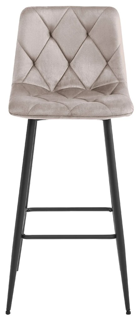 Tmavo béžová barová stolička NADO VELVET s čiernymi nohami