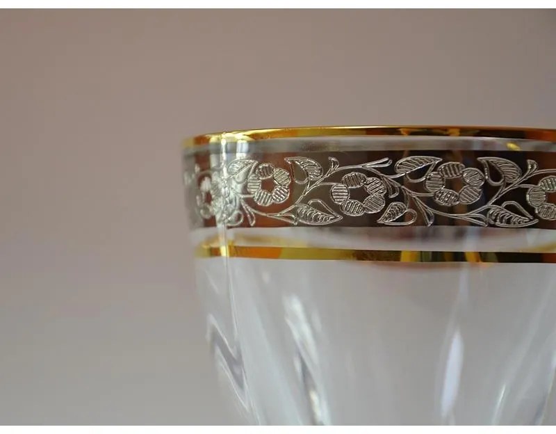 BOHEMIA QUADRO ZLATO-PLATINOVÝ POHÁR NA WHISKY 340ML SADA 6 KS