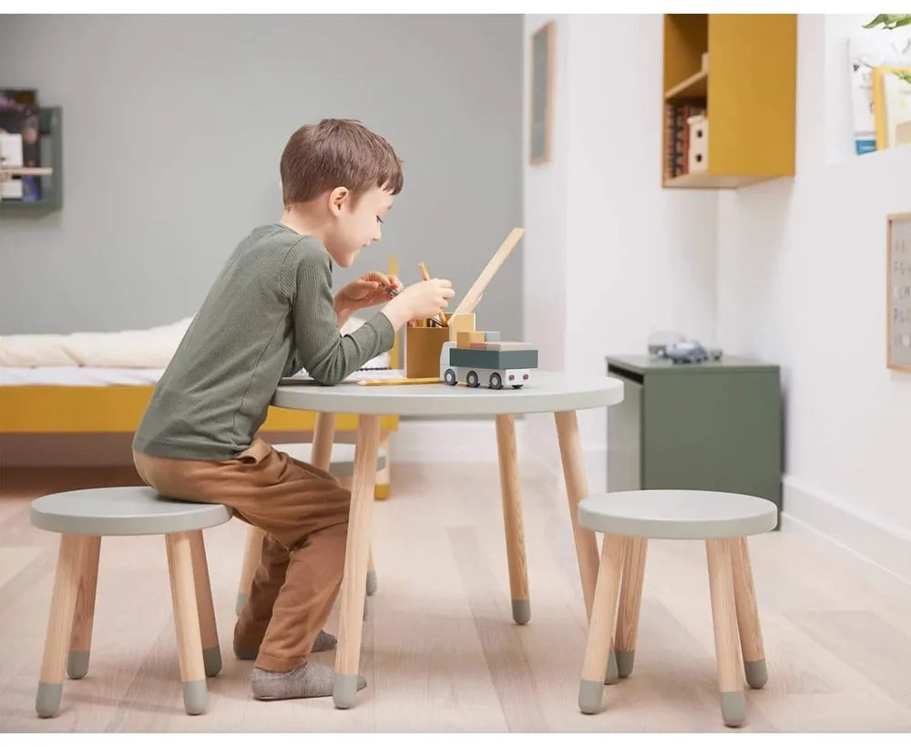 Zelený detský stolík Flexa Dots, ø 60 cm