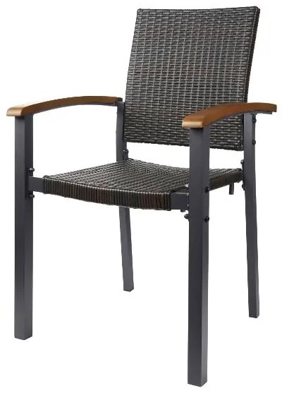 Livarno home Hliníkový rozkladací záhradný stôl Valencia, hnedý + Záhradná stolička Valencia, 4 kusy  (800008281)