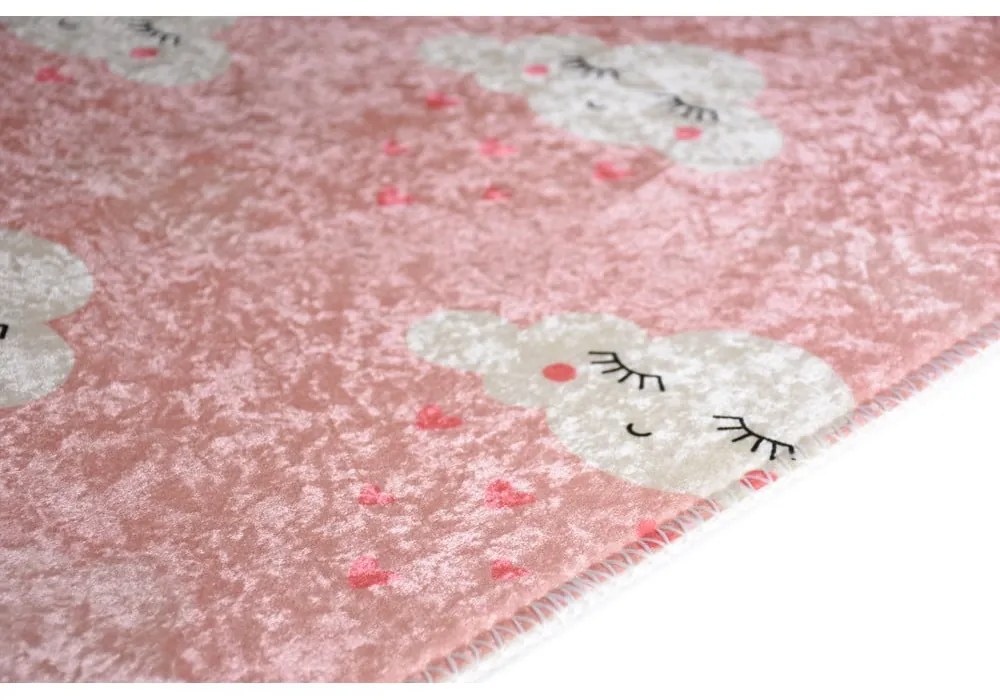 Svetloružový prateľný detský koberec 80x120 cm Pink Clouds – Vitaus