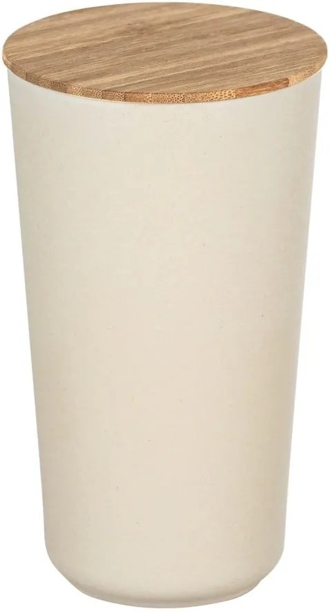 Béžový úložný box s bambusovým vekom Wenko Bondy, 950 ml