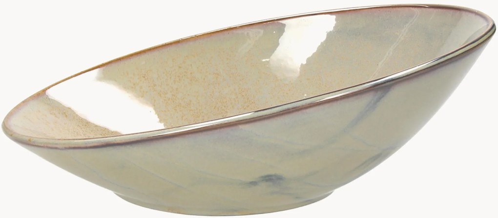 Šikmé oválne kameninové misky Jap, 4 ks