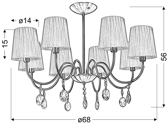 Candellux SORENTO Luster 8X40W E14 Chrome Lampshade Black 38-38067