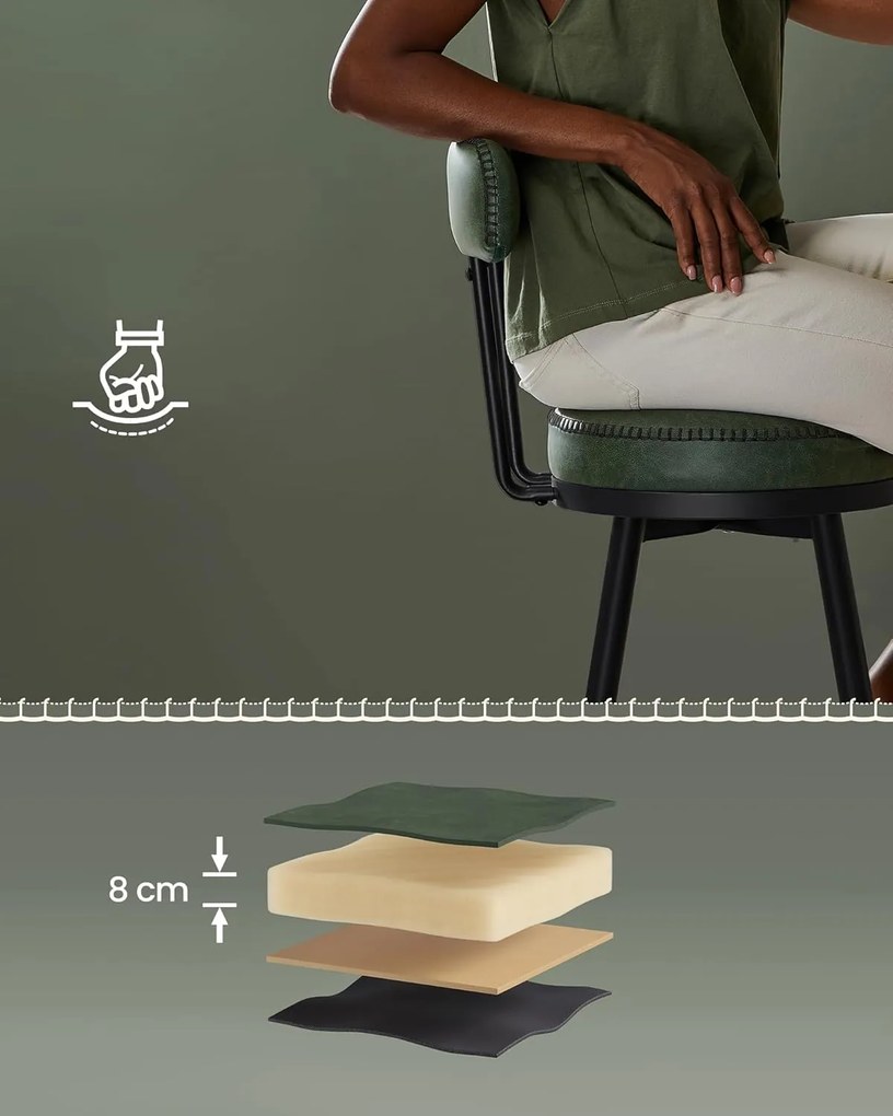 VASAGLE EKHO – Sada 2 barových stoličiek z umelej kože, otočné, LBC089 Farba: čierna