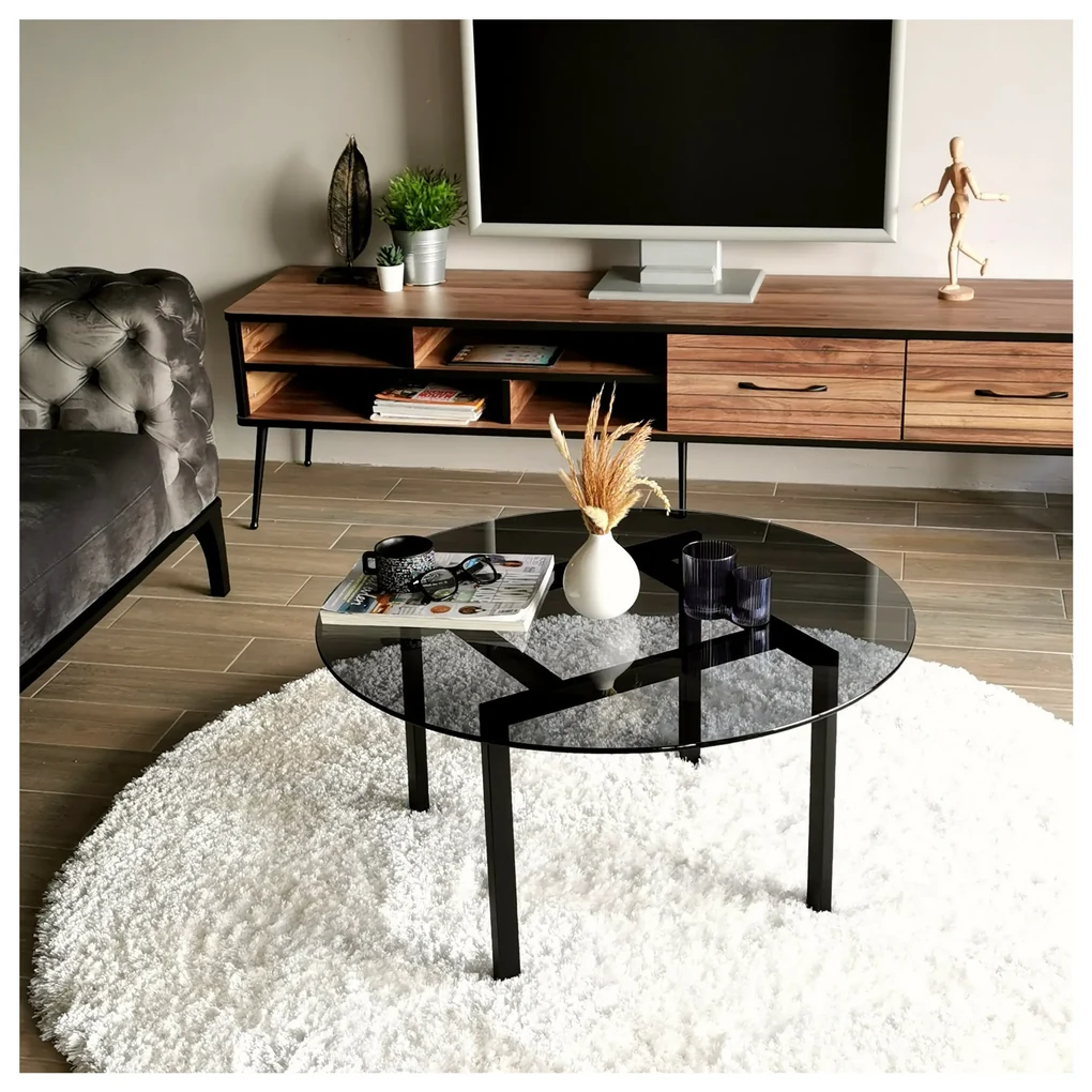 Čierny Konferenčný stolík Balance 75 × 75 × 42 cm HANAH HOME