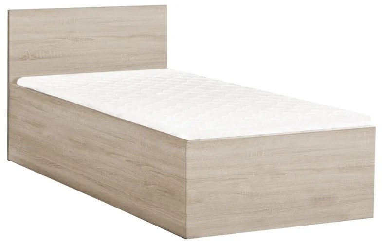Posteľ SOFIA 90 x 200 cm, dub sonoma Rošt: Bez roštu, Matrac: Matrac COCO MAXI 20 cm