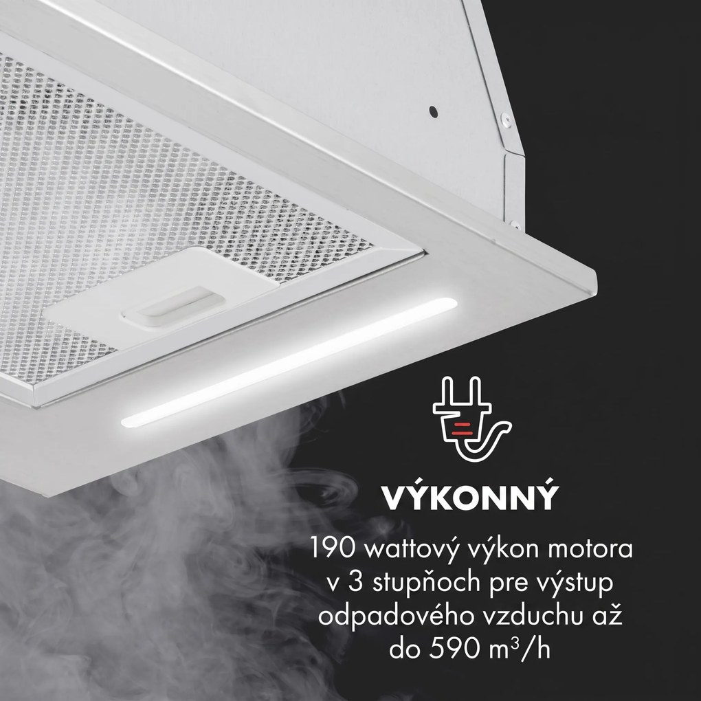 Klarstein Down Under 60, digestor, 60 cm, vstavaný, 590 m³/h, LED, nehrdzavejúca oceľ