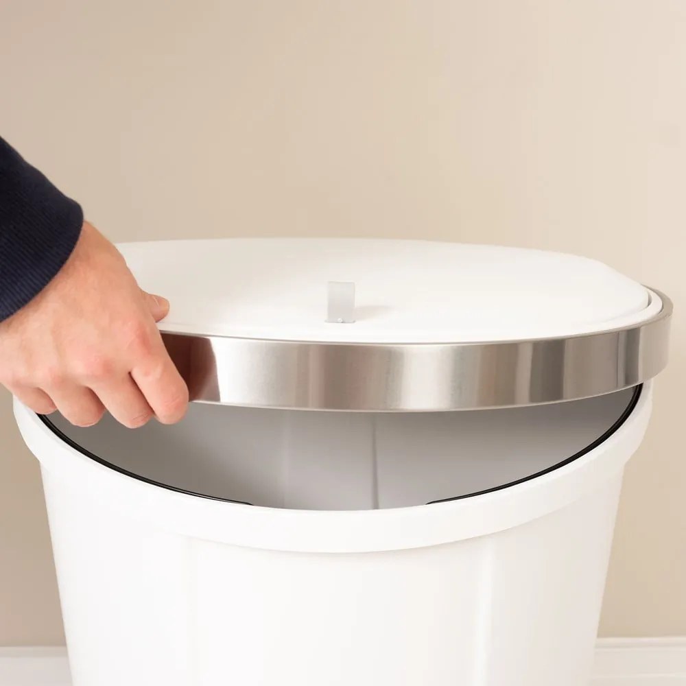 Biely nášľapný plastový odpadkový kôš 50 l – Addis