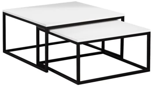 SADA 2x Konferenčný stolík DUAL biela/čierna