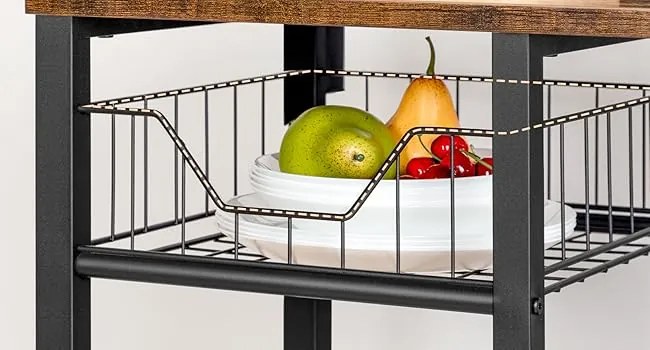 Kuchynský regál Vasagle Emmi 90 cm so zásuvkami hnedý/čierny