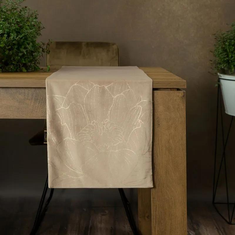 Dekorstudio Elegantný zamatový behúň na stôl BLINK 13 béžový Rozmer behúňa (šírka x dĺžka): 35x220cm