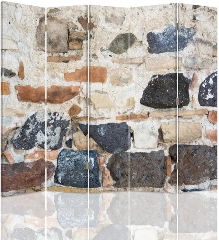 CARO Paraván - Stone Wall 2 | päťdielny | jednostranný 180x180 cm