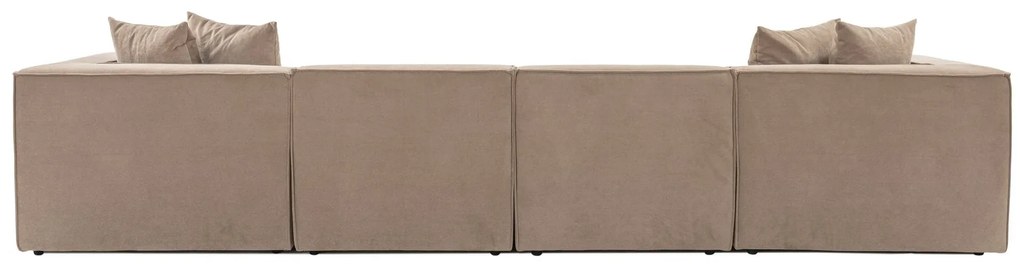 Rohová pohovka Sora s rámom zo 100% hrabového dreva 430 x 102 cm, pravá, kapučínová