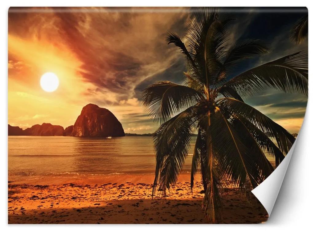 Fototapeta, Palmové stromy Tropické moře Západ slunce - 250x175 cm