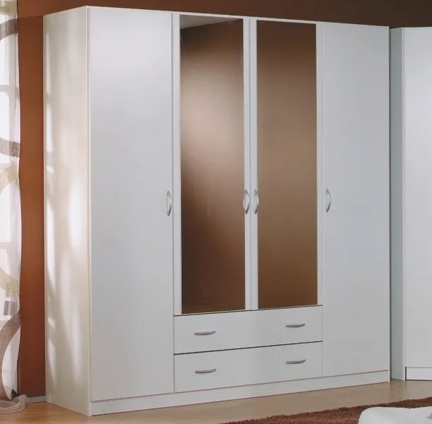 Šatníková skriňa Case, 181 cm,biela / biela