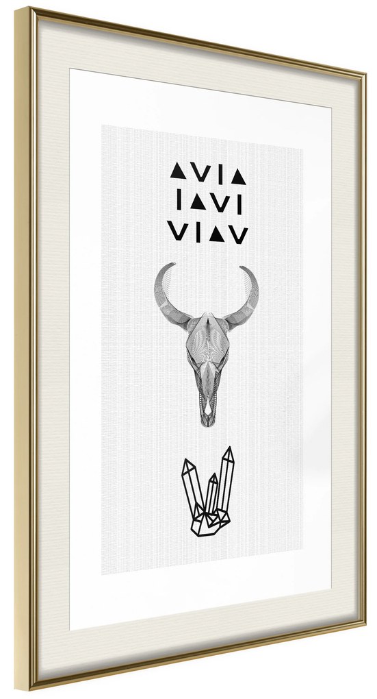 Artgeist Plagát - Animal Skull [Poster] Veľkosť: 30x45, Verzia: Čierny rám s passe-partout