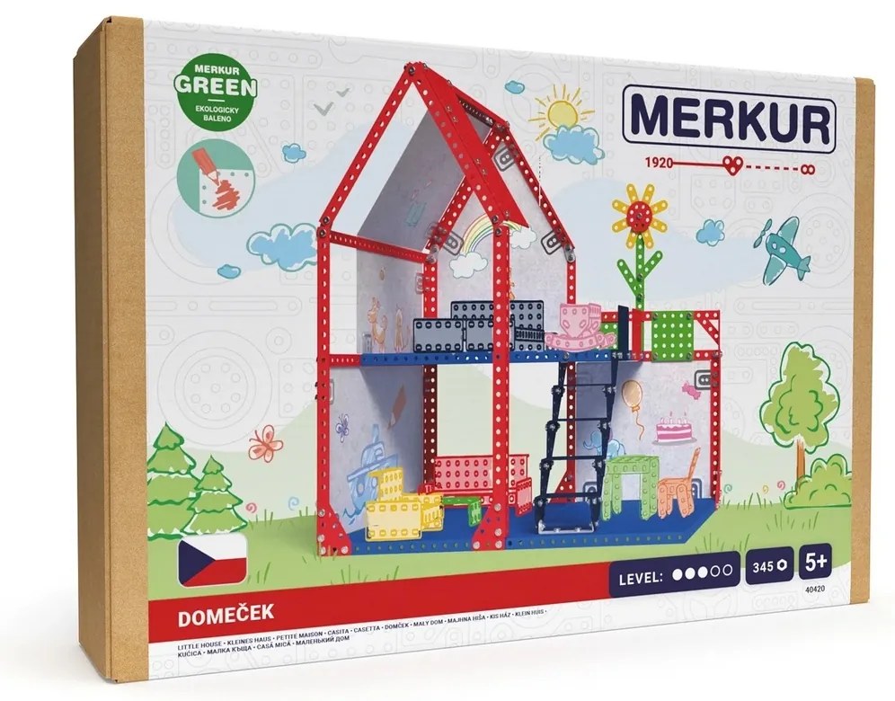 Merkúr 48001 - Domček pre bábiky, 34 x 39 x 25 cm, 354 dielikov