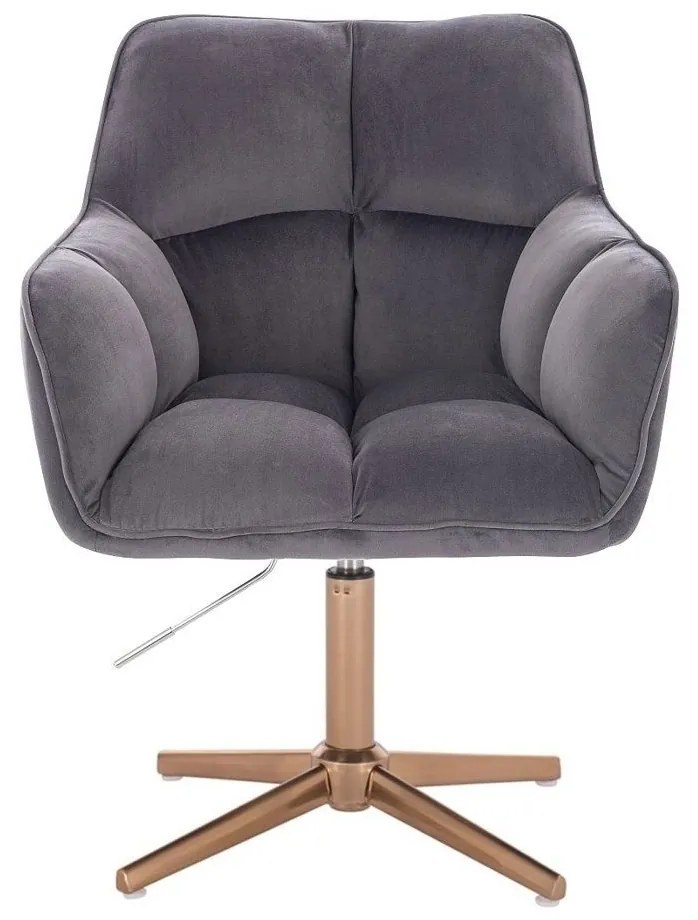 LuxuryForm DESIGN Kreslo AMALFI VELUR na zlatom kríži - tmavo šedé