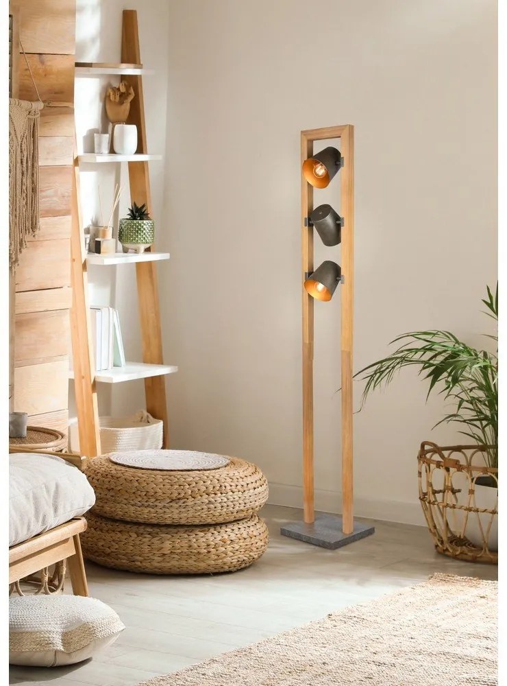 Stojacia lampa v prírodnej farbe s kovovým tienidlom (výška 150 cm) Bell – Trio