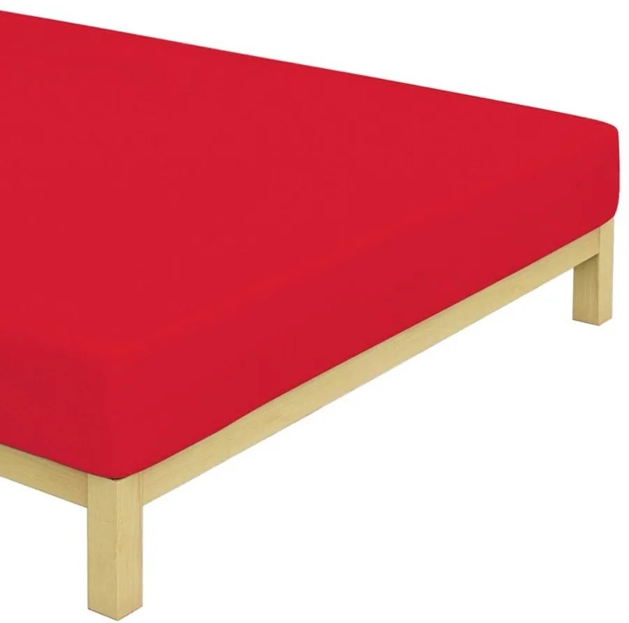 Jersey prestieradlo na jednolôžko - 90 x 200 cm - červené