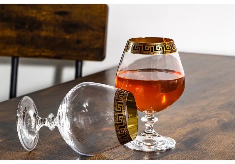 BOHEMIA ANGELA VERSO GOLD POHÁR NA BRANDY 400 ML SADA 6 KS
