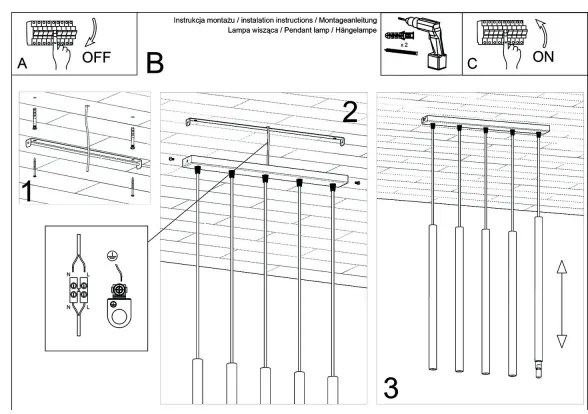 Sollux SL.1274 - Luster na lanku PASTELO 5xG9/8W/230V betón