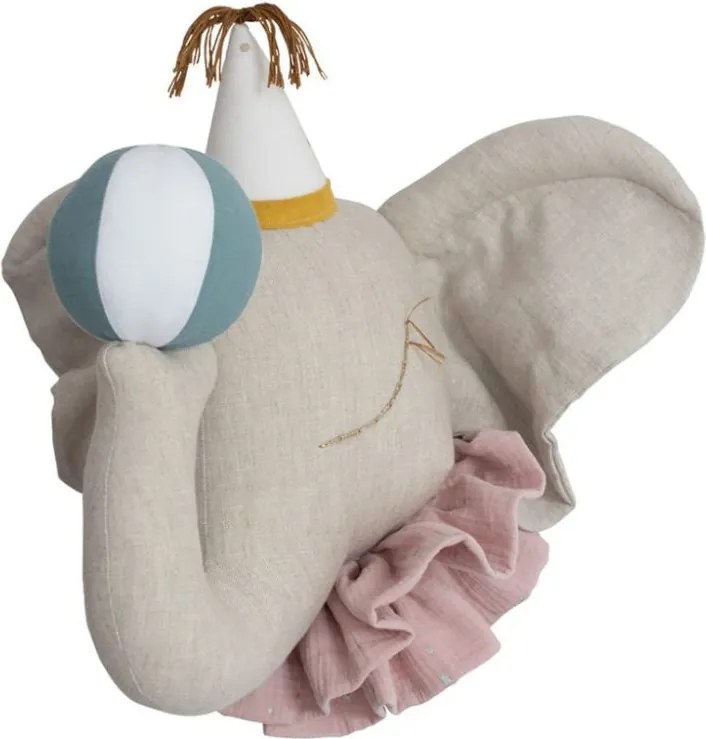 Dekorácia do detskej izby cirkusový slon - prírodný - ružový golier