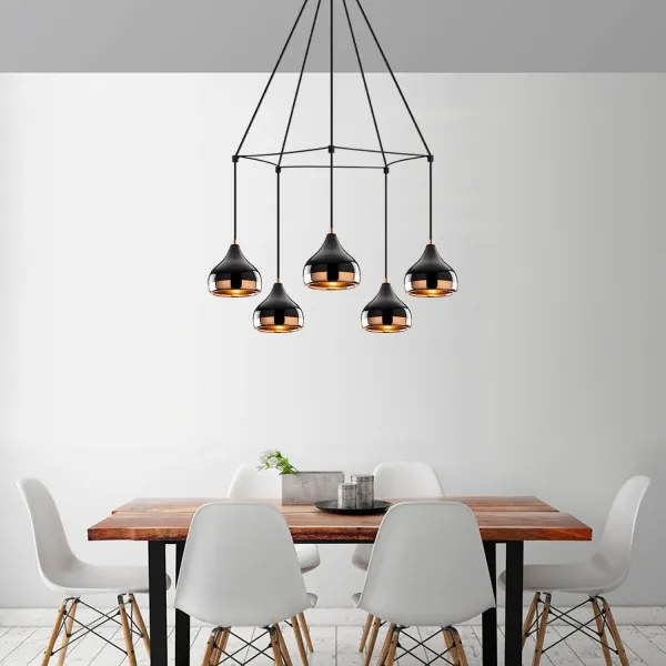 Luster na lane YILDO 5xE27/40W/230V čierna/medená