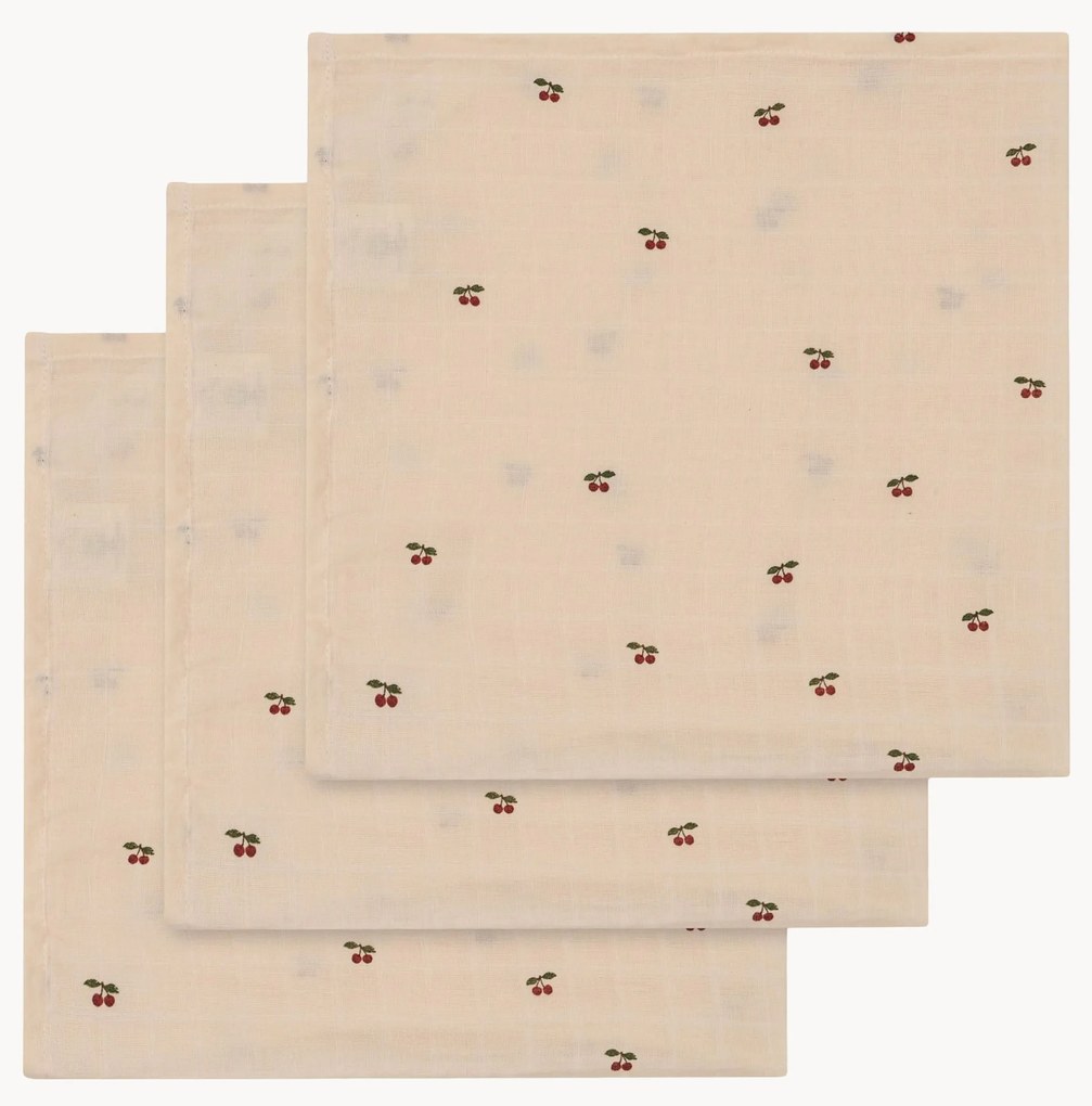 Mušelínové plienky z organickej bavlny Cherry, 3 ks