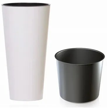 Kvetináč TUBUS SLIM s vložkou 30 cm, biely matný