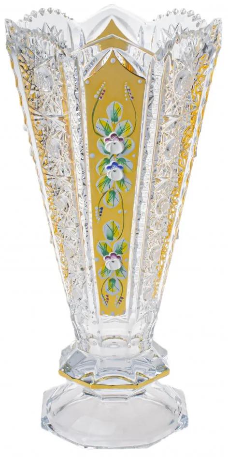 Broušená váza se zuby, Stella - zlatá, Royal Crystal, 35,5 cm