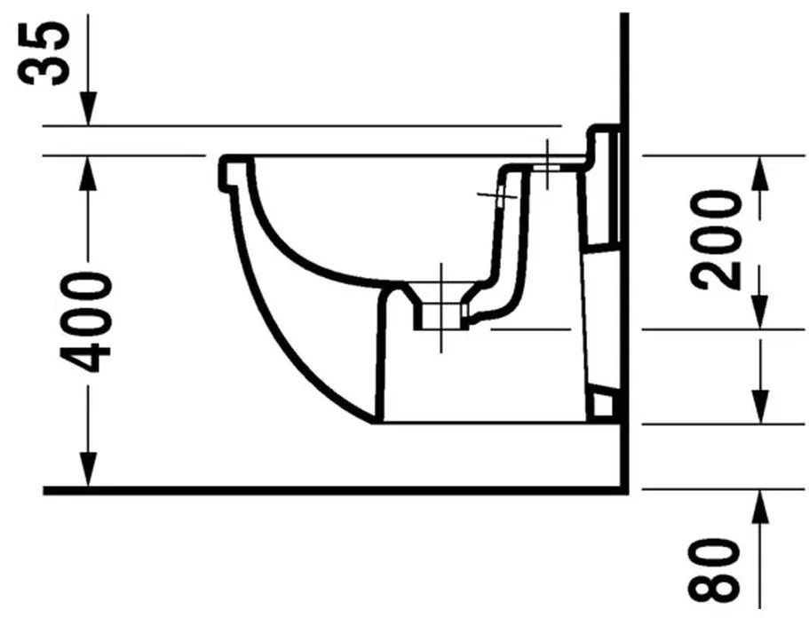 Duravit Starck 3 - Závesný bidet Compact, 1 otvor pre armatúru prepichnutý, 360 x 475 mm, biely 2231150000